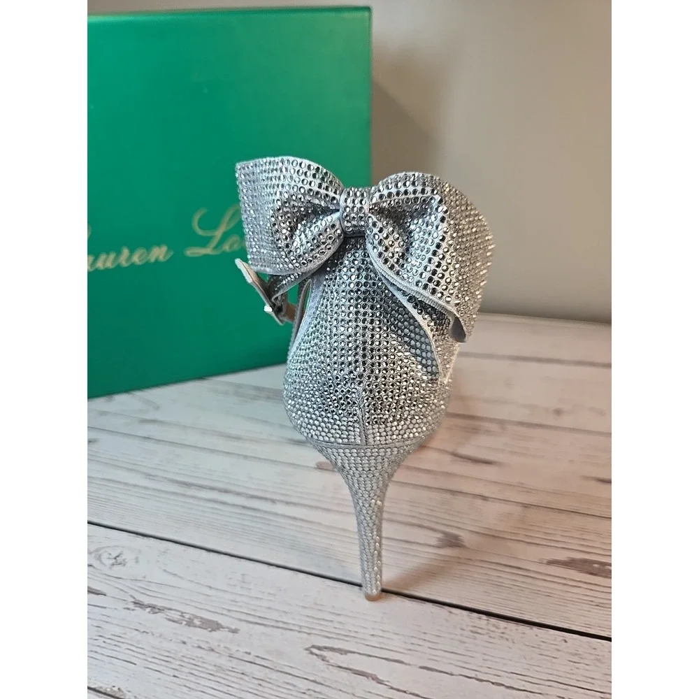 Lauren Lorraine‎ Silver Fling Womens 10 Stilettos Cocktail Prom Dress Holiday